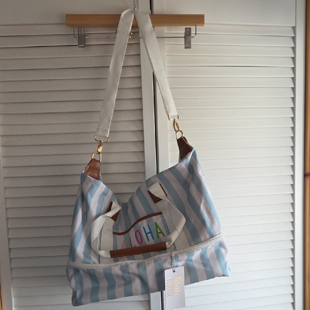 Striped Blue and White Tote Bag
